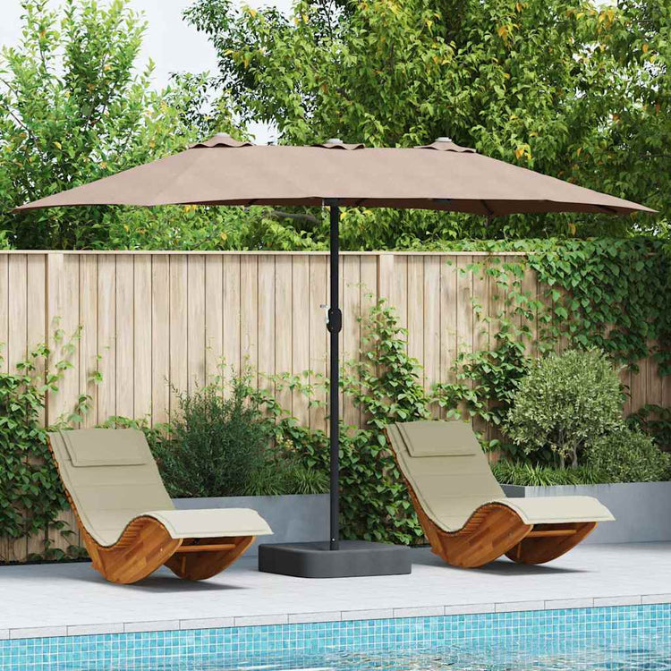 Vidaxl tuinparasol taupe 385 x 209 x 244 cm polyester en staal
