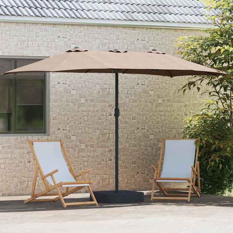 Vidaxl tuinparasol taupe 385 x 209 x 244 cm polyester en staal