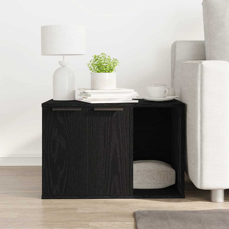 Vidaxl kattenbakomheining zwart eiken 60x40x40 cm bewerkt hout