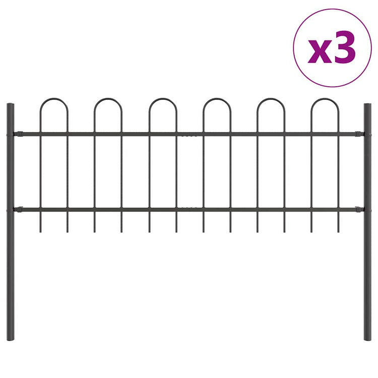 Vidaxl tuinhek boxtel 3 st 5,1 x 0,6 m poedercoating staal grijs