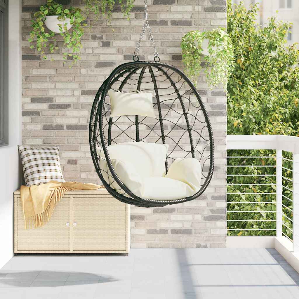Vidaxl hangende ei-stoel crèmewit 91,5 x 60 x 110 cm poly rattan