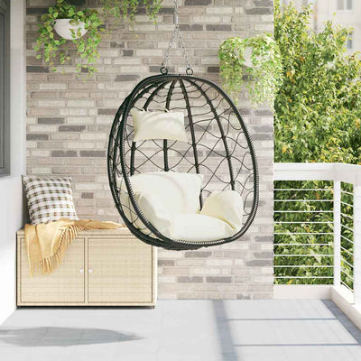 Vidaxl hangende ei-stoel poly rattan 91,5 x 54,5 x 107 cm crèmewit