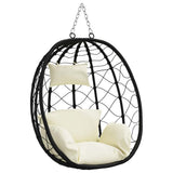 Vidaxl hangende ei-stoel poly rattan 91 x 54,5 x 107 cm crèmewit - afbeelding 2
