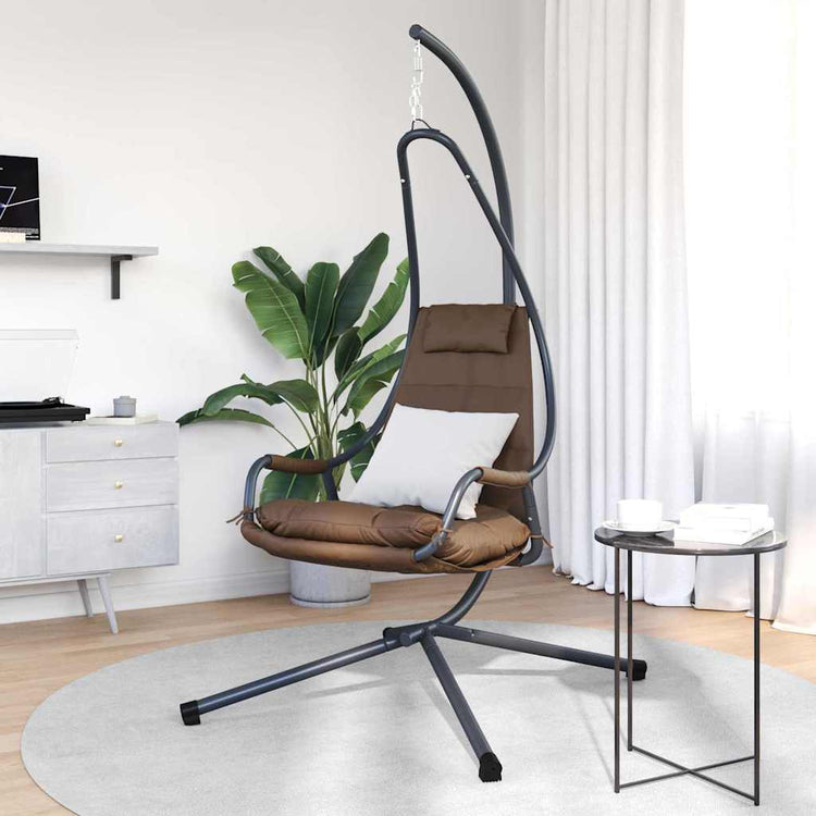 Vidaxl hangende ei-stoel staal 94 x 107 x 196,5 cm koffiebruin