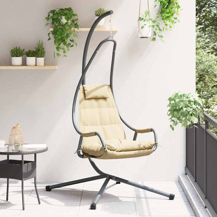 Vidaxl hangende ei-stoel staal 94 x 107 x 196,5 cm beige