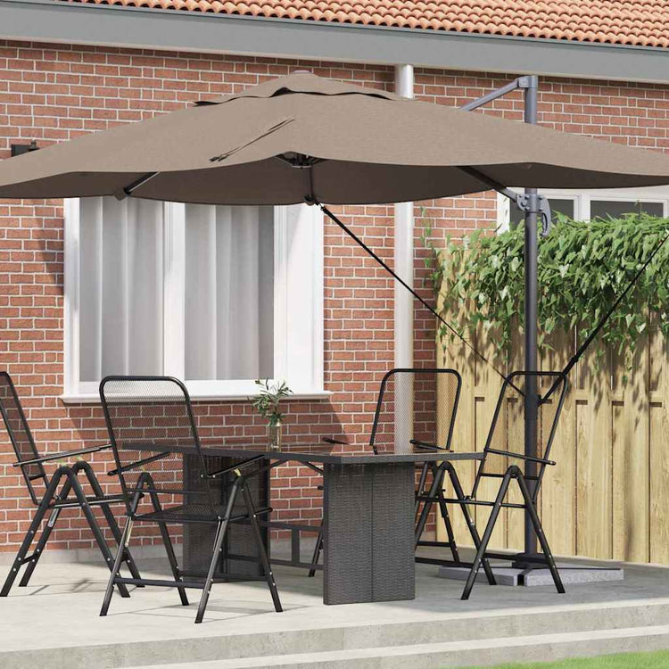 Vidaxl parasol 351 x 250 x 260 cm polyester en aluminium taupe