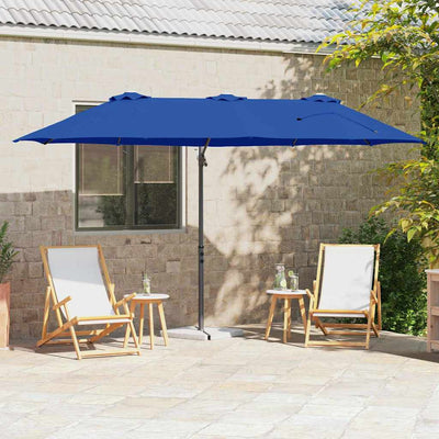 Vidaxl parasol 372 x 198 x 243 cm polyester en aluminium azuurblauw