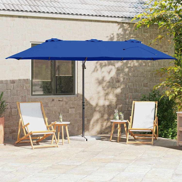 Vidaxl parasol 372 x 198 x 243 cm polyester en aluminium azuurblauw