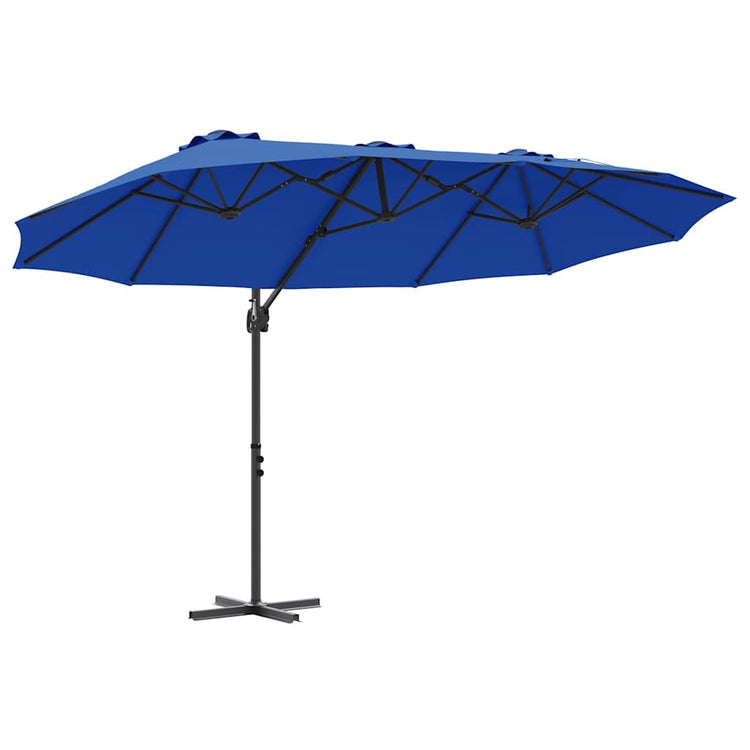 Vidaxl parasol 372 x 198 x 243 cm polyester en aluminium azuurblauw