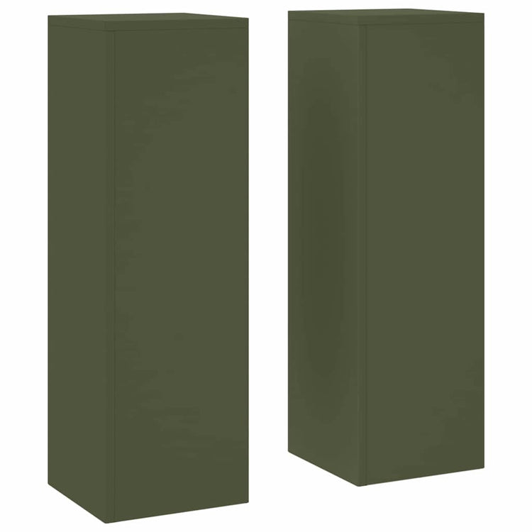 Vidaxl plantenstandaard 2 pcs olijfgroen 24 x 24 x 75 cm staal