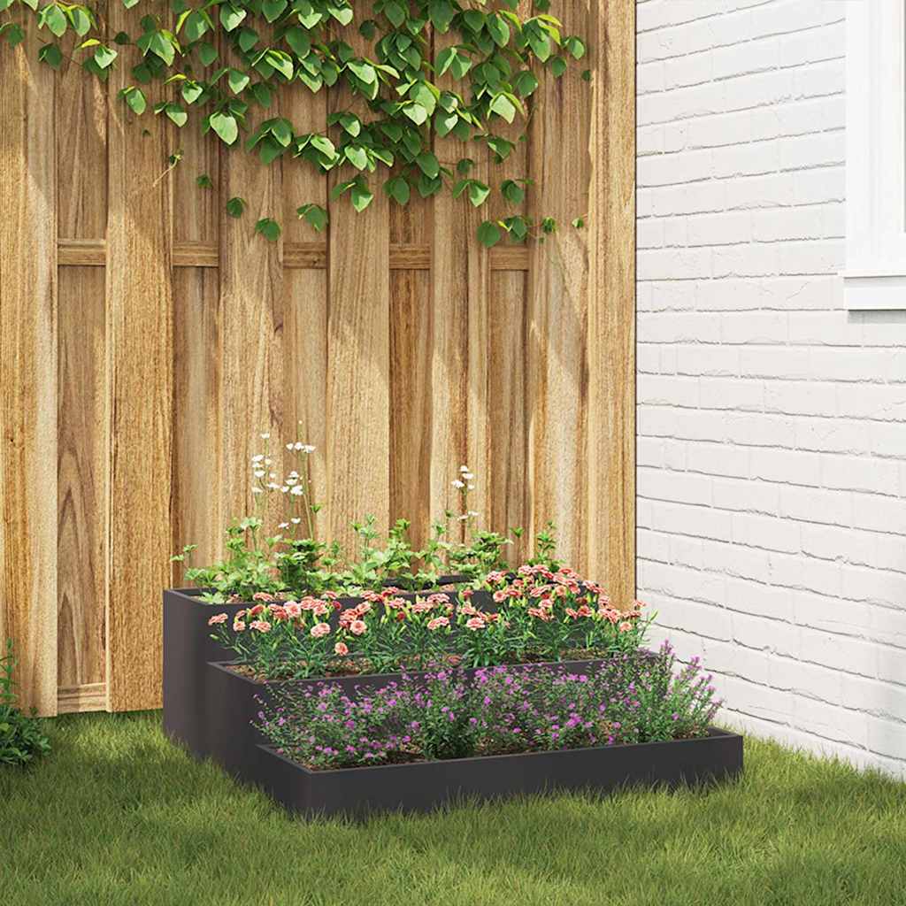 Vidaxl plantenbak zwart 90 x 90 x 35 cm koudgewalst staal