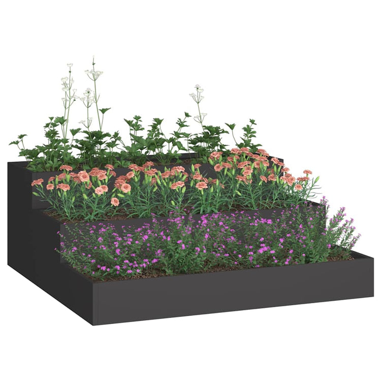 Vidaxl plantenbak zwart 90 x 90 x 35 cm koudgewalst staal