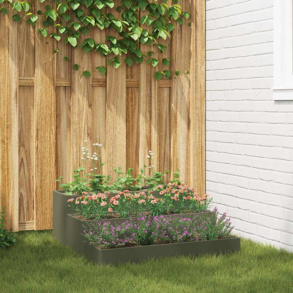 Vidaxl plantenbak olijf groen 90 x 90 x 35 cm koudgewalst staal