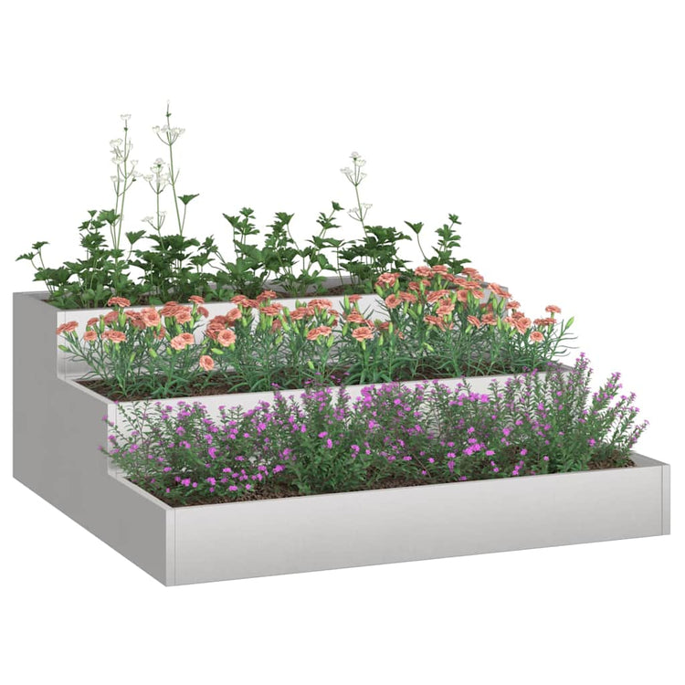 Vidaxl plantenbak zilver 90 x 90 x 35 cm roestvrij staal