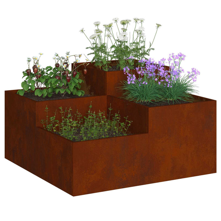 Vidaxl plantenbak roestig 80 x 80 x 48 cm weervast staal