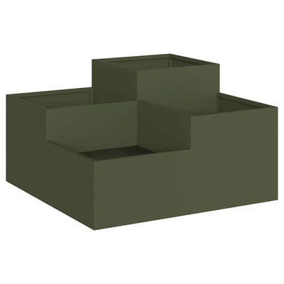 Vidaxl plantenbak olijfgroen 100 x 100 x 48 cm staal