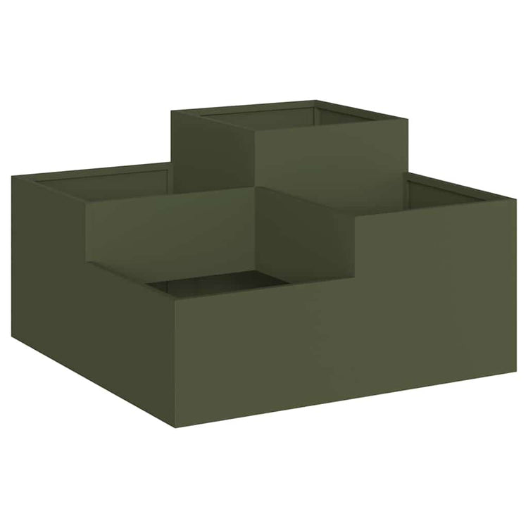 Vidaxl plantenbak olijfgroen 100 x 100 x 48 cm staal