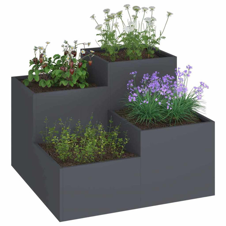 Vidaxl plantenbak antraciet 80 x 80 x 60 cm staal
