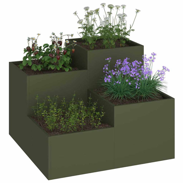 Vidaxl plantenbak olijfgroen 80 x 80 x 60 cm staal