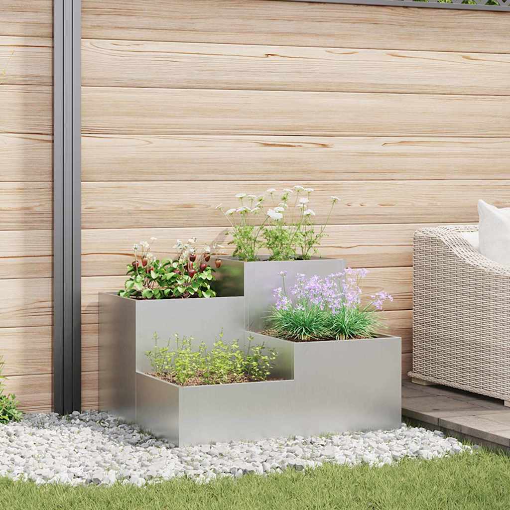 Vidaxl plantenbak zilver 80 x 80 x 60 cm gegalvaniseerd staal