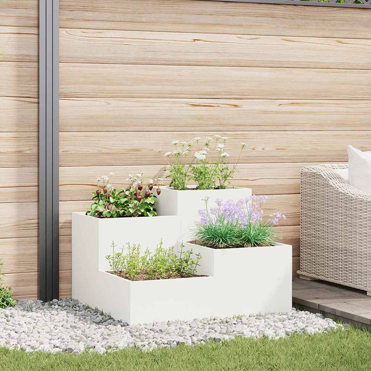 Vidaxl tuin bloempot wit 100 x 100 x 60 cm staal
