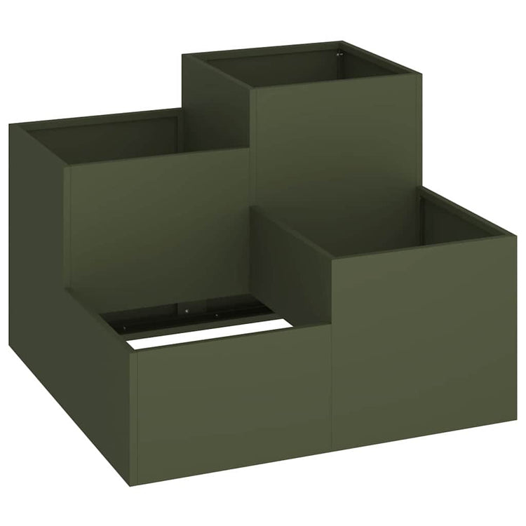 Vidaxl tuin bloempot olijfgroen 100 x 100 x 60 cm staal