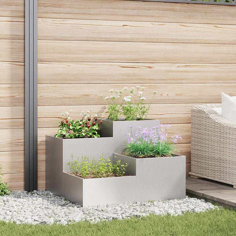 Vidaxl tuin bloempot zilver 100 x 100 x 60 cm roestvrij staal