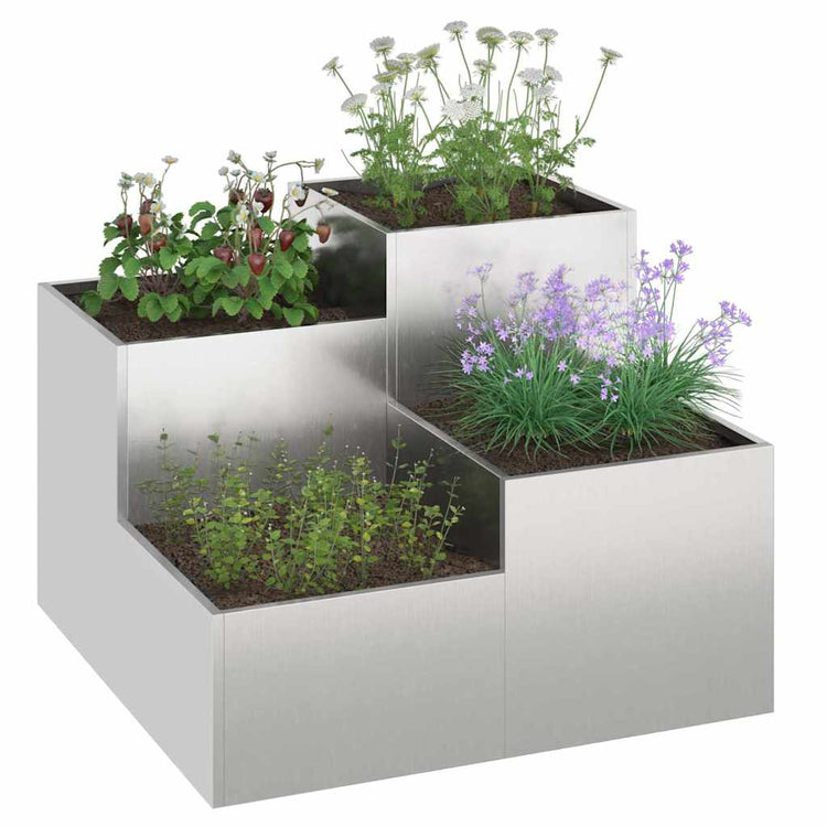 Vidaxl plantenbak zilver 100 x 100 x 60 cm roestvrij staal