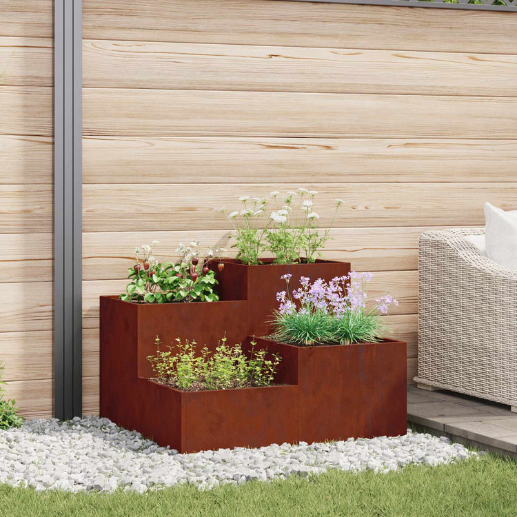 Vidaxl plantenbak roestig 100 x 100 x 60 cm weervast staal