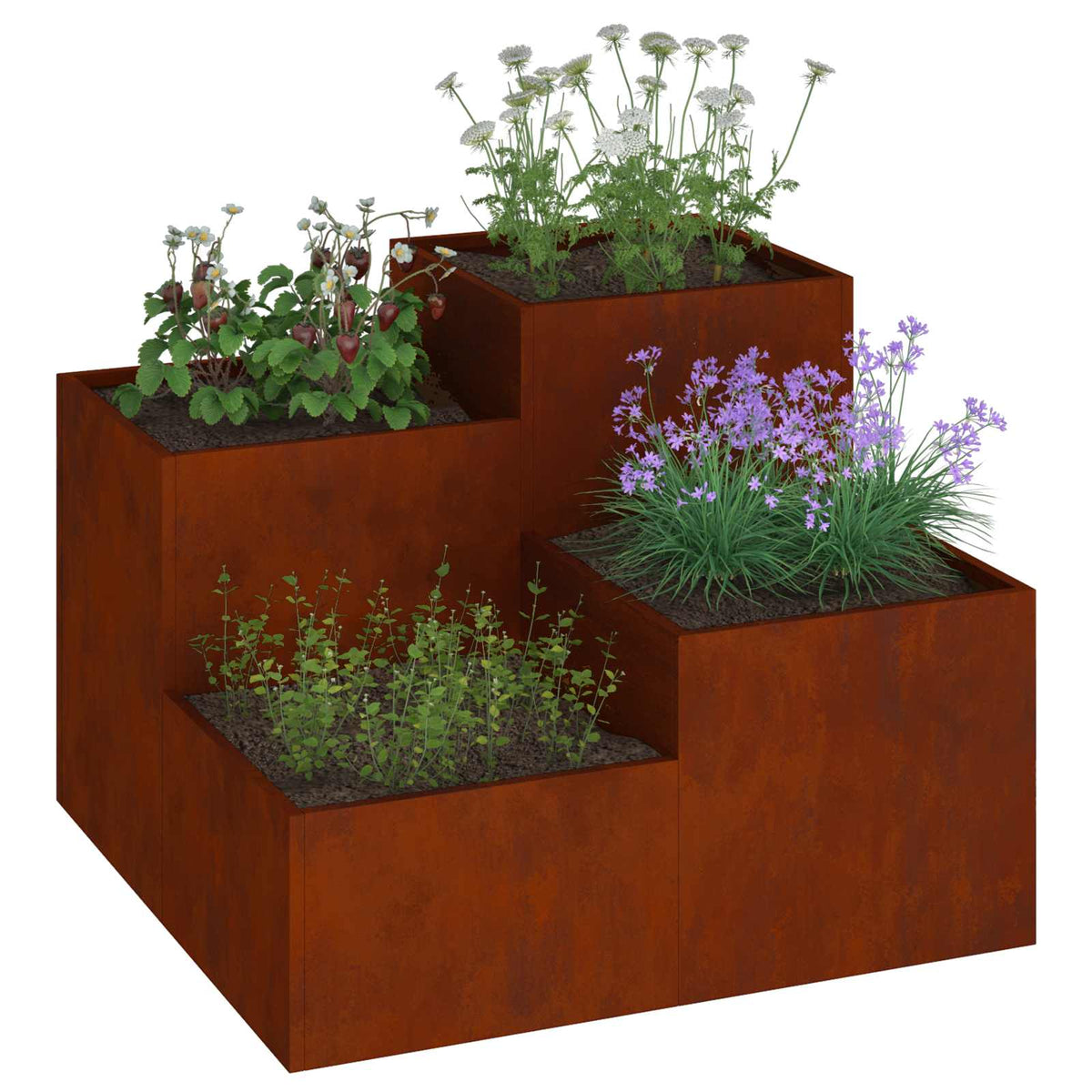 Vidaxl plantenbak roestig 100 x 100 x 60 cm weervast staal