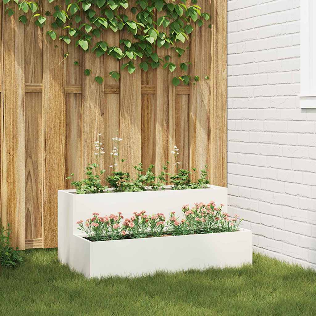 Vidaxl plantenbak wit 100 x 60 x 45 cm koudgewalst staal