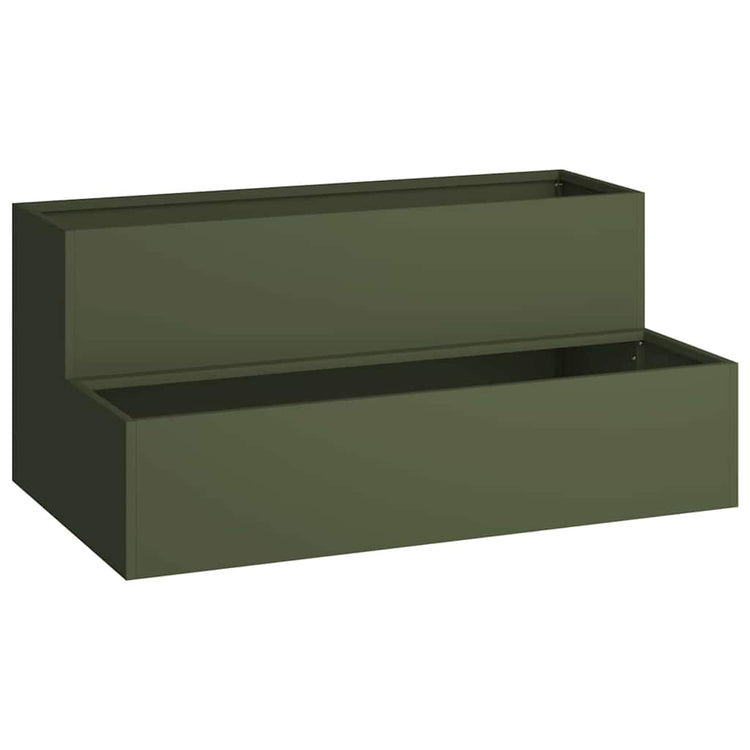 Vidaxl tuin bloempot olijf groen 100 x 60 x 45 cm koudgewalst staal