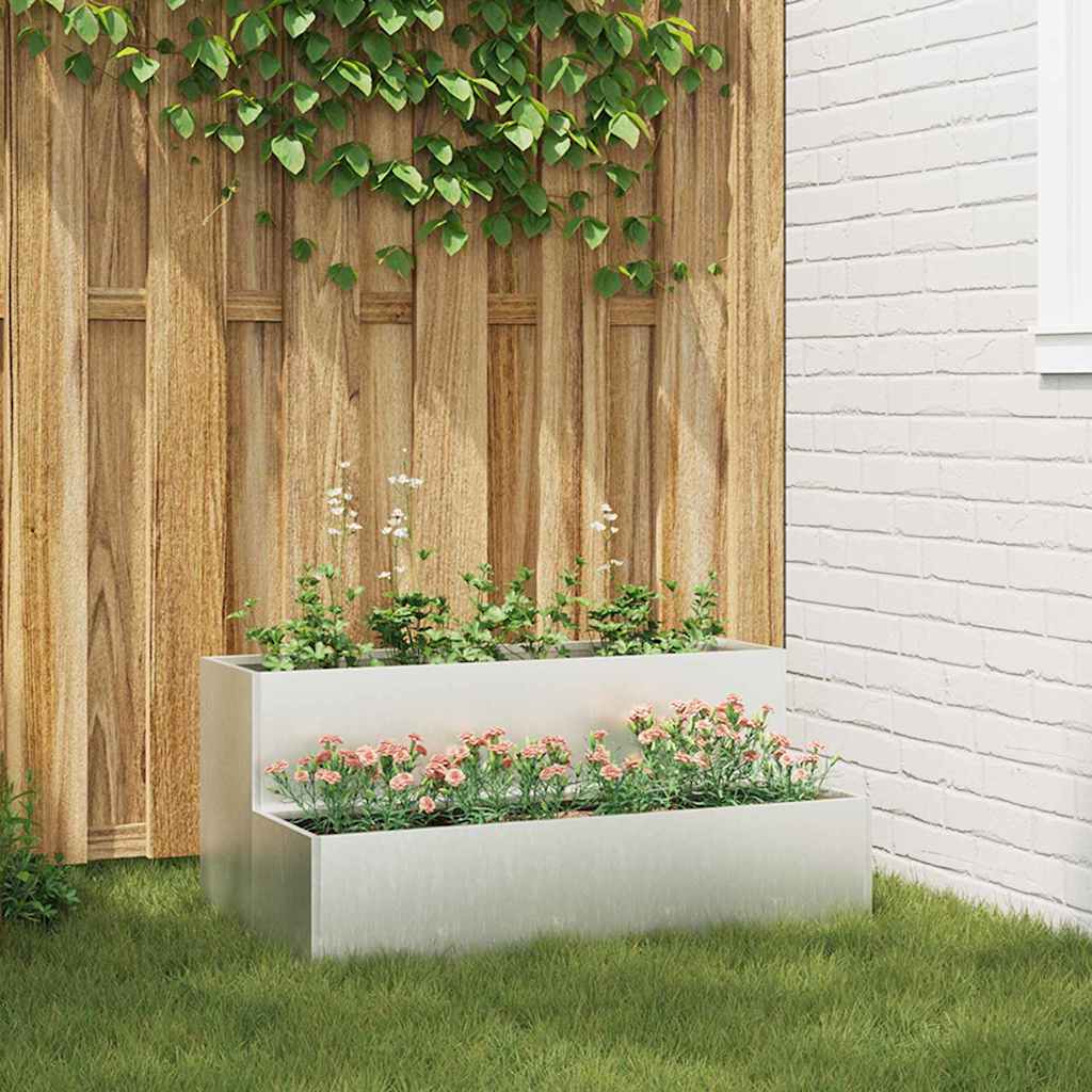 Vidaxl plantenbak zilver 100 x 60 x 45 cm roestvrij staal