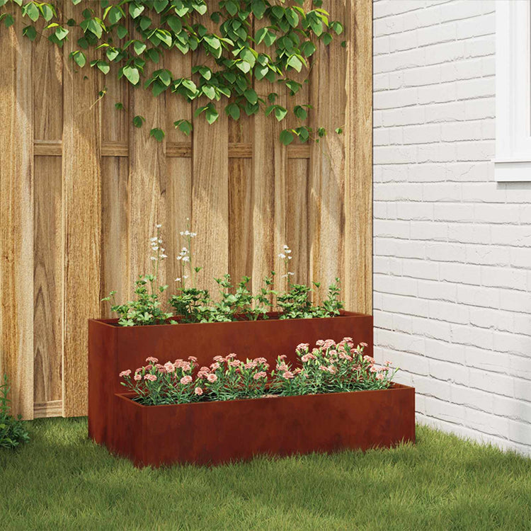 Vidaxl plantenbak roestig 100 x 60 x 45 cm weervast staal