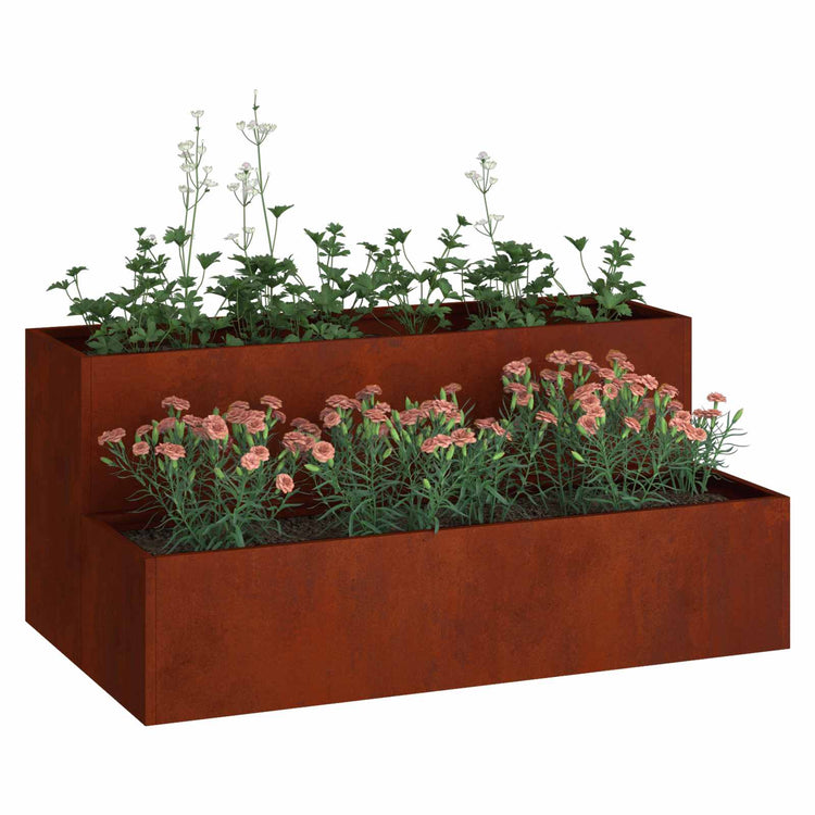 Vidaxl plantenbak roestig 100 x 60 x 45 cm weervast staal