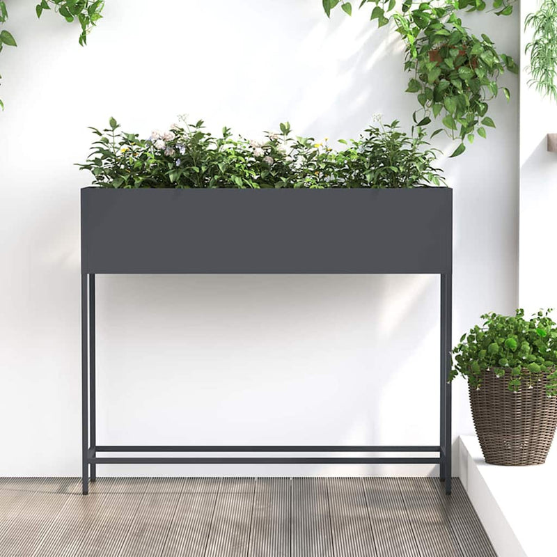 Vidaxl verhoogde tuin plantbak antraciet 100 x 26 x 82 cm staal