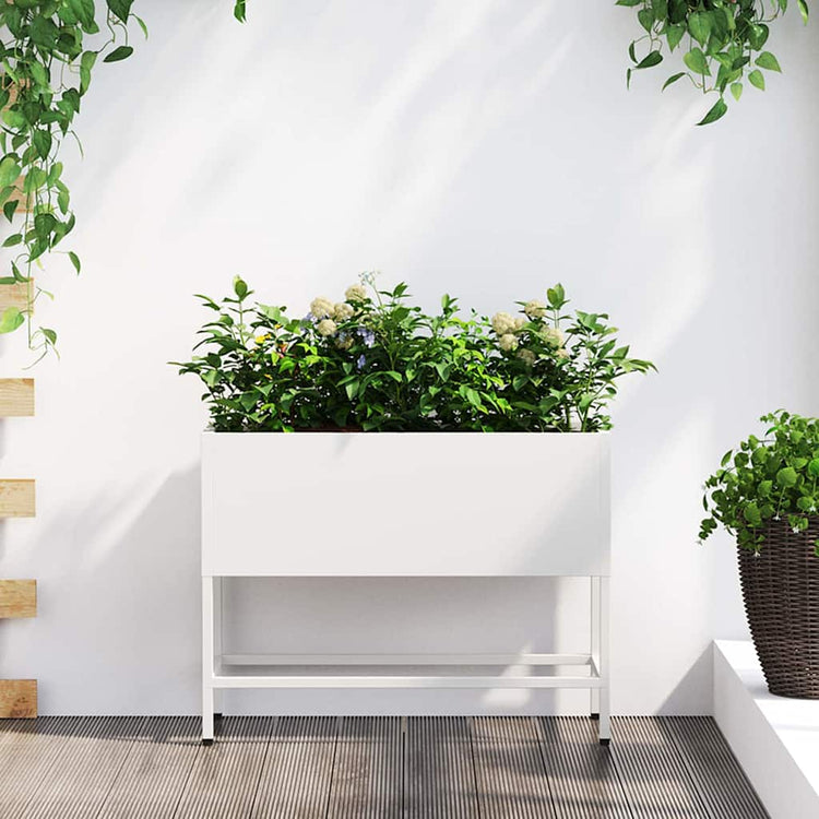 Vidaxl verhoogde tuin plantbak wit 60 x 26 x 48 cm staal