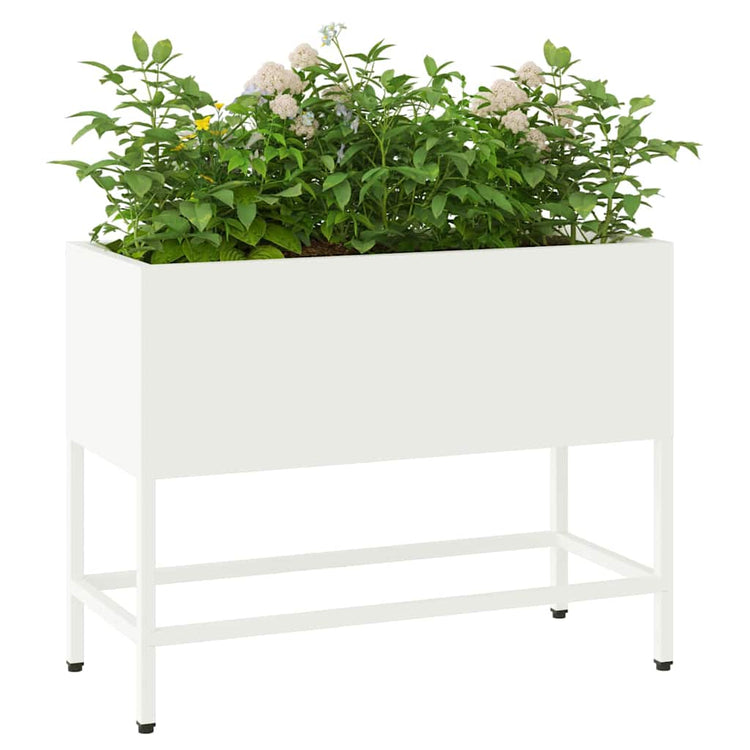 Vidaxl verhoogde tuin plantbak wit 60 x 26 x 48 cm staal
