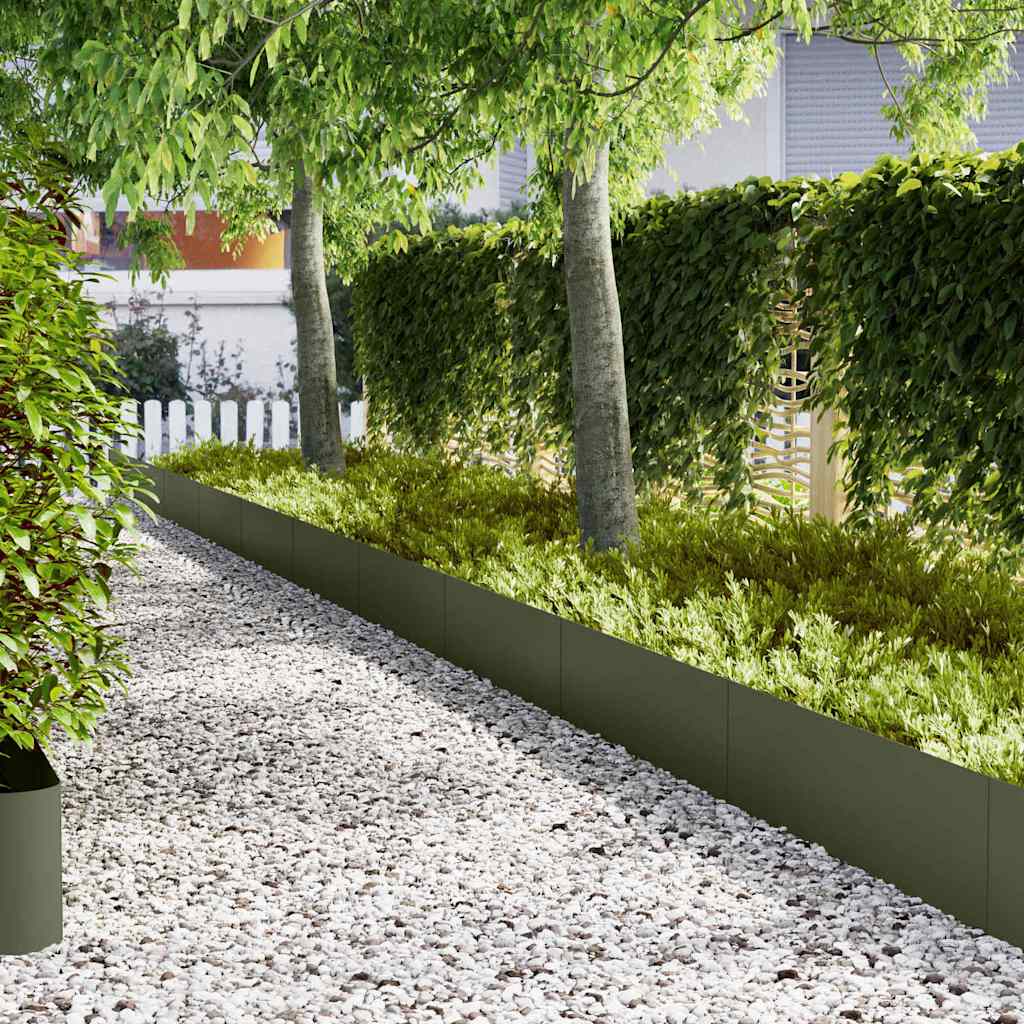 Vidaxl tuinrand 20 st 100 x 0,05 x 30 cm koudgewalst staal olijf groen