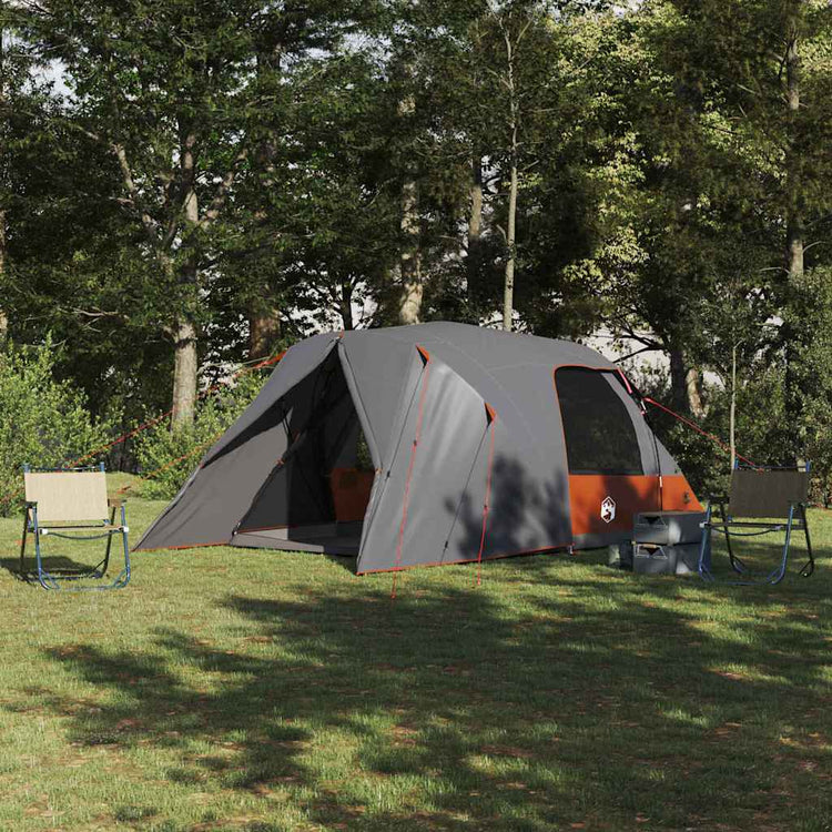 Vidaxl dome tent voor 4 personen grijs en oranje 455 x 252 x 178 cm