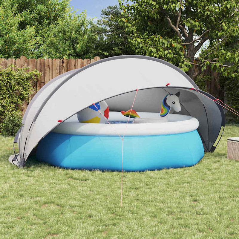 Vidaxl pooldome grijs en oranje 405 x 405 x 192 cm