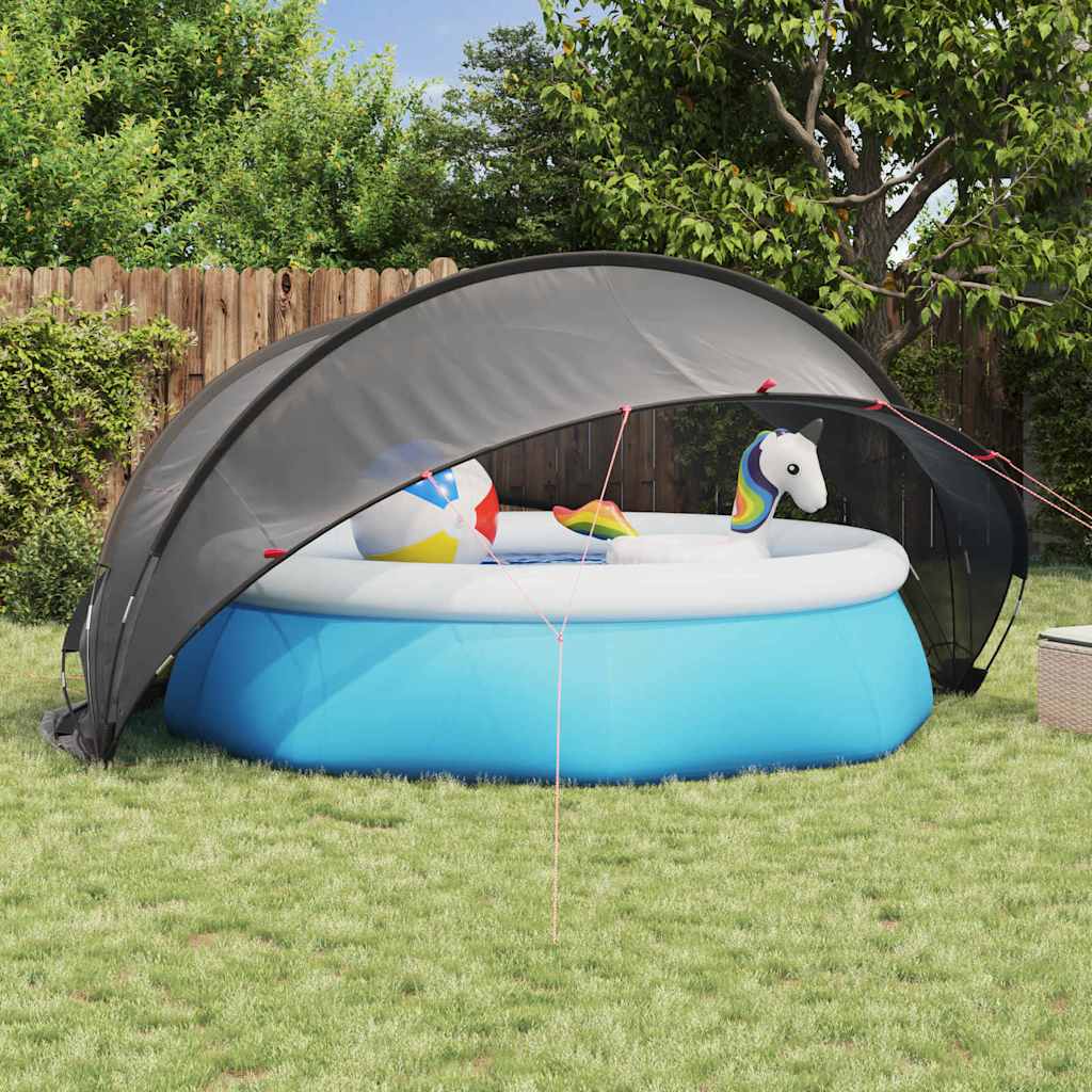 Vidaxl pooldome zwart 405 x 405 x 192 cm 185t polyester met pu-coating