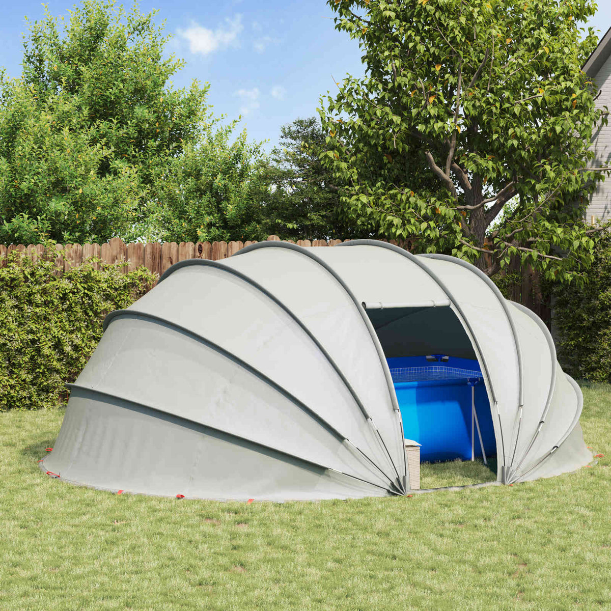 Vidaxl zwembad tent koepel 538 x 440 x 204 cm grijs