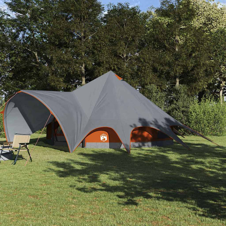 Vidaxl teepee tent voor 9 personen 9-persoons grijs en oranje
