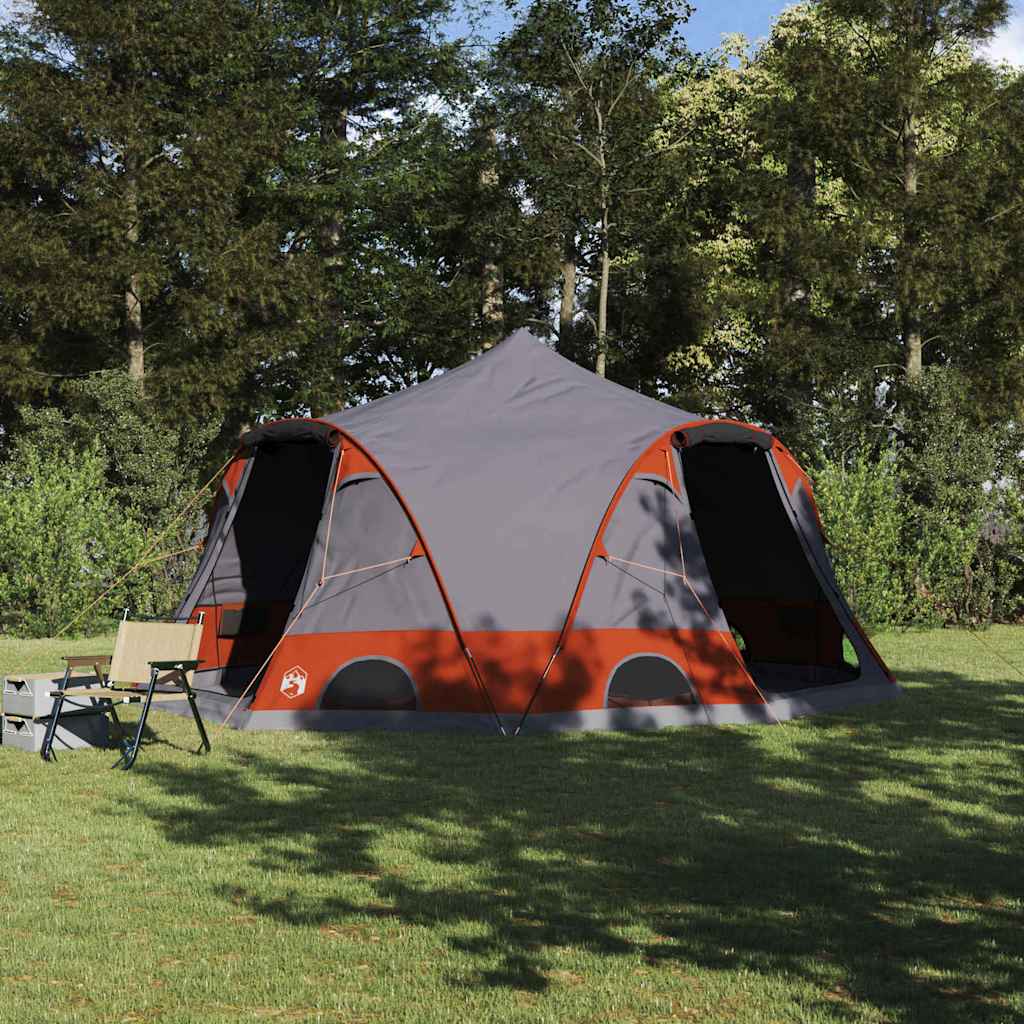 Vidaxl dome tent voor 4 personen 4-persoons grijs en oranje