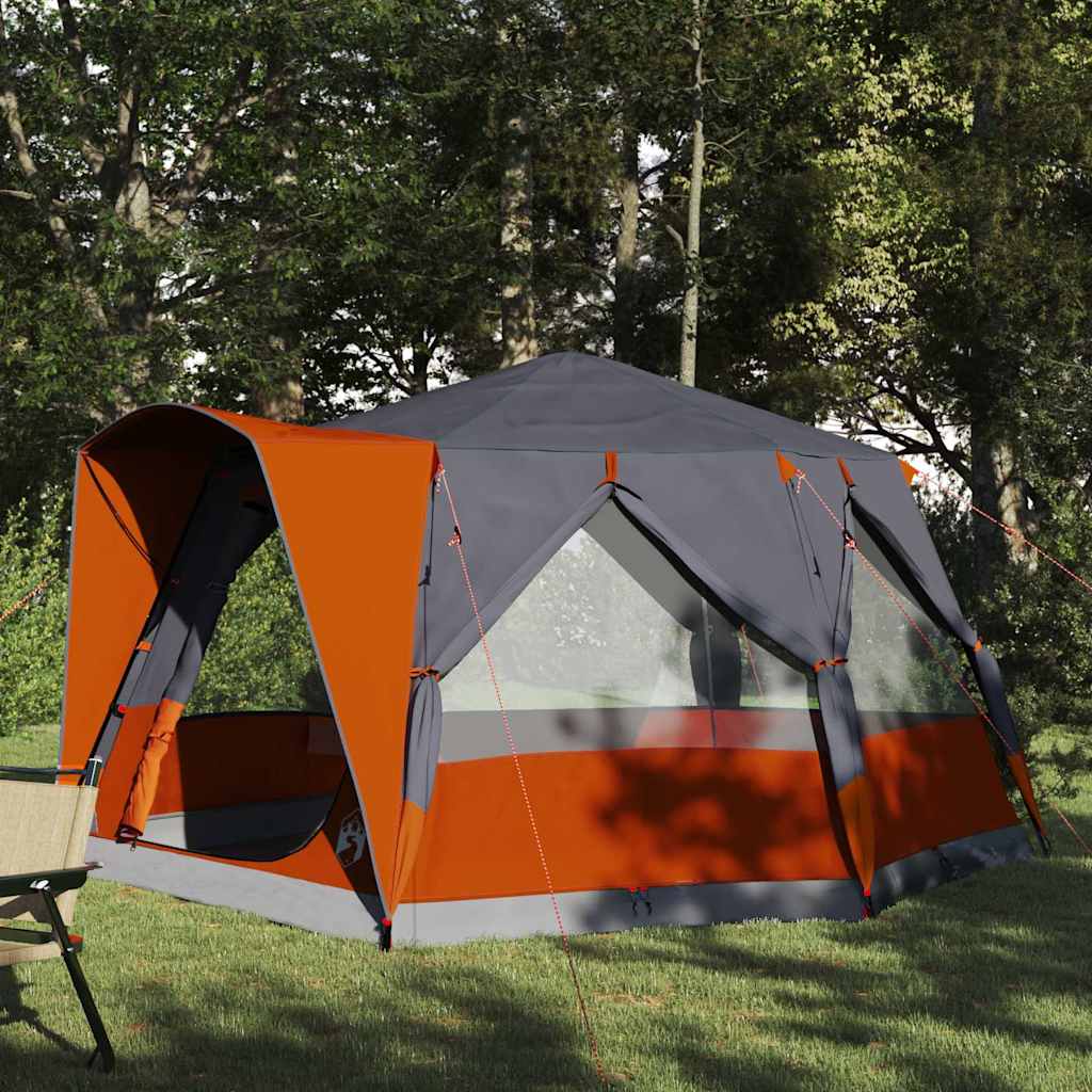 Vidaxl cabine tent 5-persoon grijs en oranje 333 x 317 x 194 cm