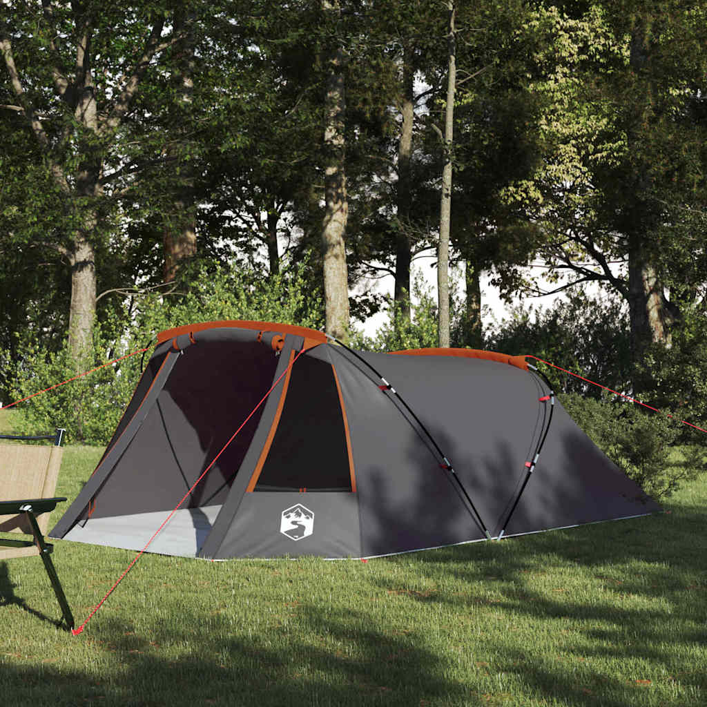 Vidaxl tunnel tent 3-person 3-persoons grijs en oranje