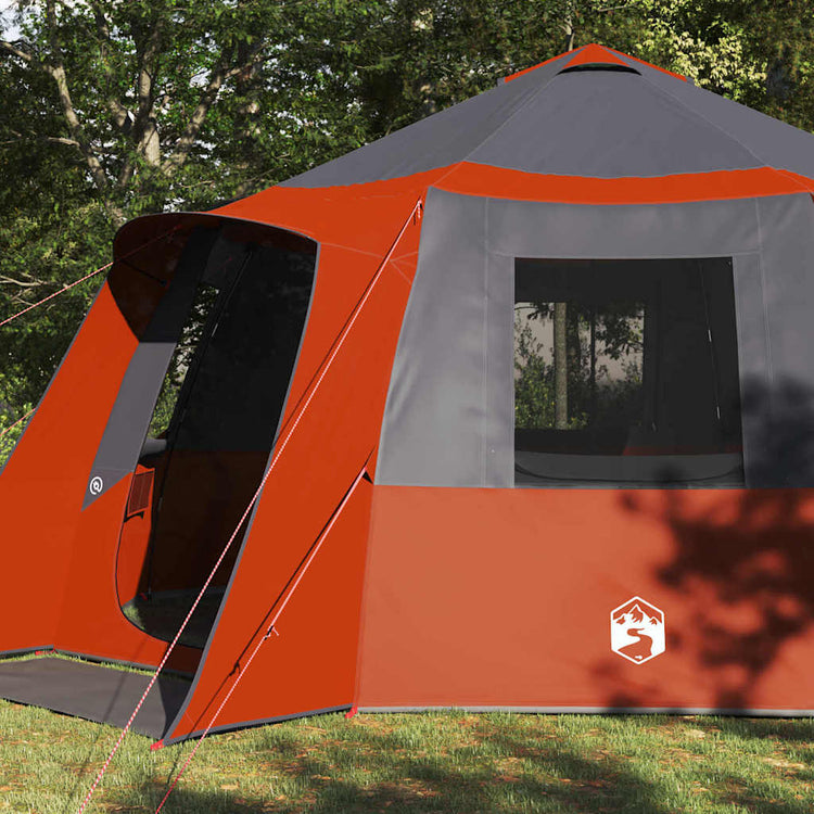 Vidaxl cabin tent 12-person met dak grijs en oranje 500 x 500 x 294 cm