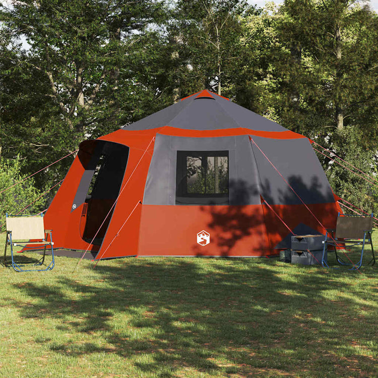 Vidaxl cabin tent 12-person met dak grijs en oranje 500 x 500 x 294 cm