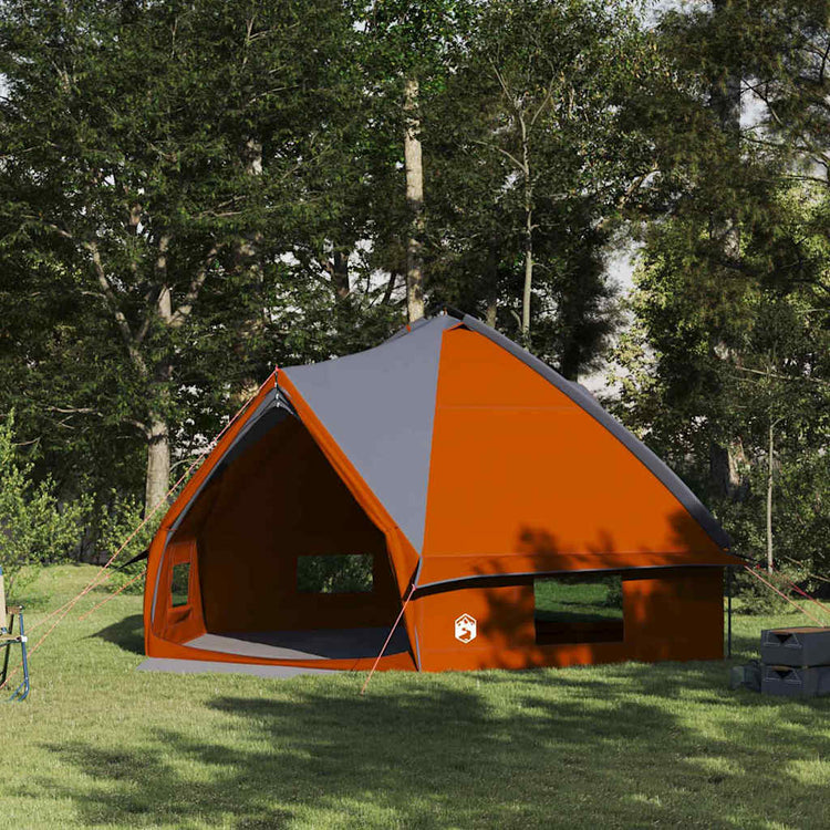 Vidaxl teepee tent voor 10 personen 10-persoons grijs en oranje